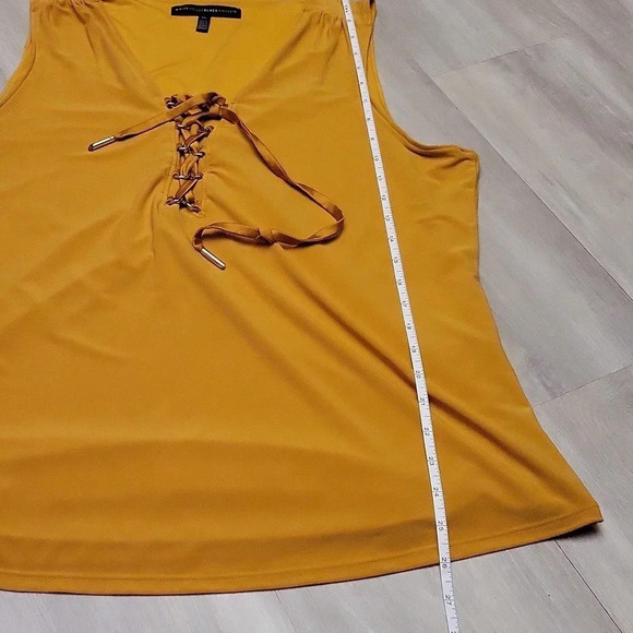 🛍White House Black Market Marigold‎ Tie Front Sleeveless Lined Blouse Womens XL - Picture 6 of 7